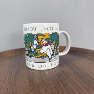 Vintage New Orleans Louisiana USA Bayou Jacques Alligator Coffee Mug